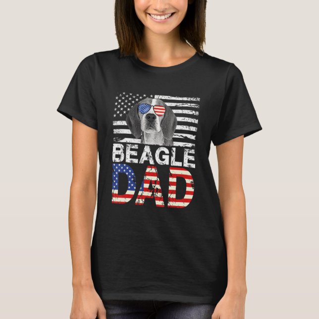 Camiseta Hombres Guay Beagle Dad Eeuu Flag Patriotic Father (Anverso)