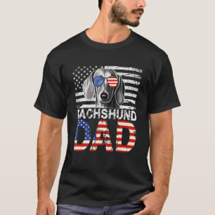 Camiseta Hombres Guay Dachshund Dad Eeuu Flag Patriotic Fat