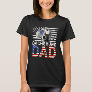 Camiseta Hombres Guay Dachshund Dad Eeuu Flag Patriotic Fat