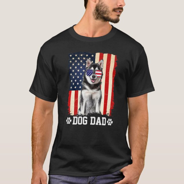 Camiseta Hombres Guay Perro Husky Siberiano Papá Bandera Am (Anverso)