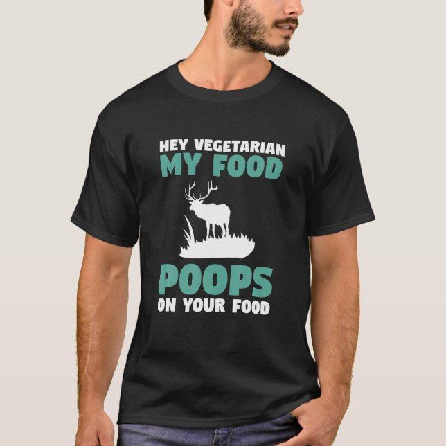 Camiseta Hombres Hey Vegetariano Mis Pozos De Comida En Tu  (Anverso)
