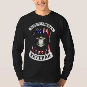 Camiseta Hombres Hijos De América Veteranos Calavera Americ