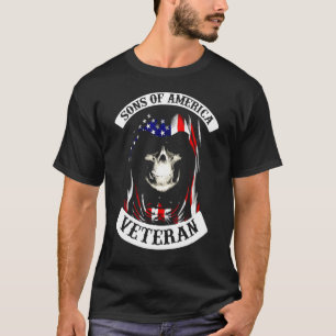 Camiseta Hombres Hijos De América Veteranos Calavera Americ