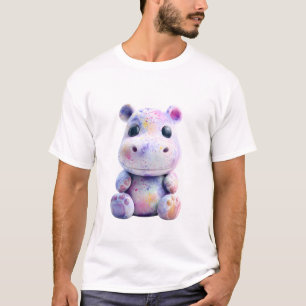 Camiseta Hombres Hipopótamo Bebé Pastel Cósmico Irisado