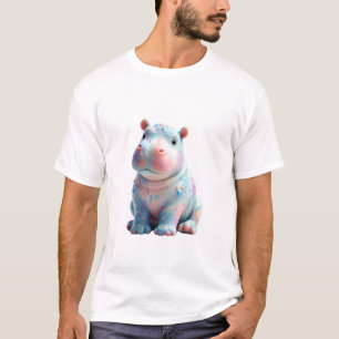 Camiseta Hombres Hipopótamo Cerámico de Salpicaduras de Pas