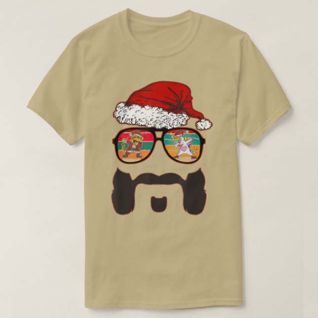 Camiseta Hombres Hipster Santa Beard Aviator Gafas de sol c (Diseño del anverso)