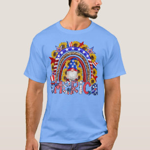Camiseta Hombres Hombres Gnome Estadounidense Patriótico Gi