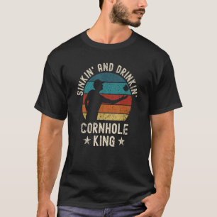 Camiseta Hombres Hundiendo Y Beber Cornhole King Summer C