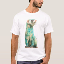 Camiseta Hombres Hurones Mármol Acuarela Artística Verde Te