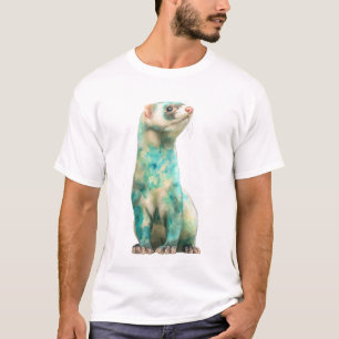 Camiseta Hombres Hurones Mármol Acuarela Artística Verde Te