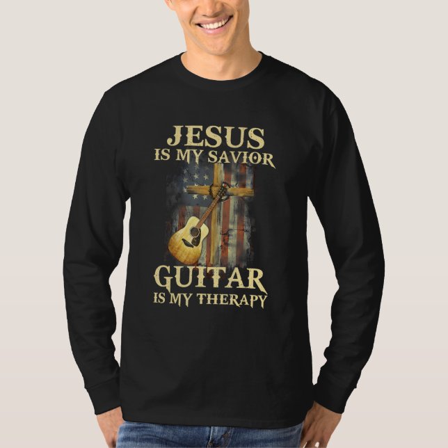 Camiseta Hombres Jesús es mi guitarra salvadora es mi padre (Anverso)