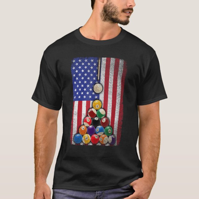 Camiseta Hombres jugador de billar de bandera estadounidens (Anverso)