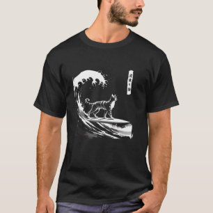 Camiseta Hombres Kawaii Japoneses Retro Surf Gato Mujeres