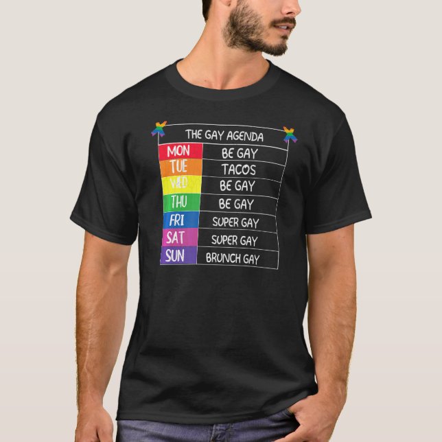Camiseta Hombres La Agenda Gay Lgbtq Orgullo Mes Apoyar G (Anverso)
