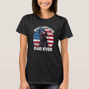 Camiseta Hombres Labrador Negro Papá Bandera Estadounidense