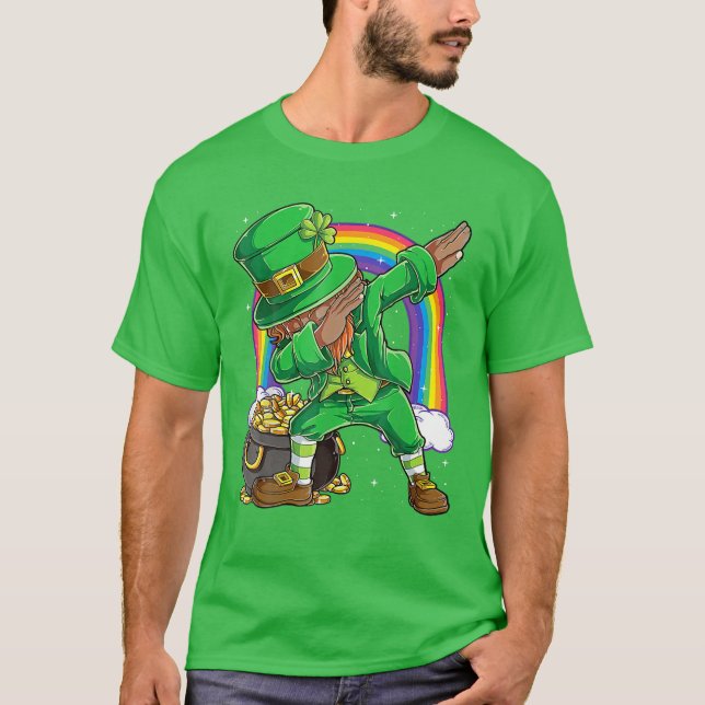 Camiseta Hombres Leprechaun Negro Dabbing African American  (Anverso)