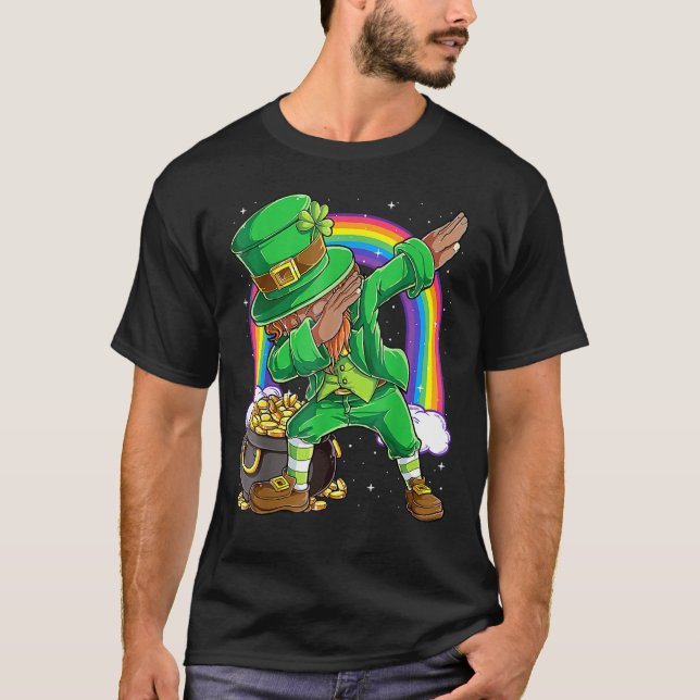 Camiseta Hombres Leprechaun Negro Dabbing African American  (Anverso)