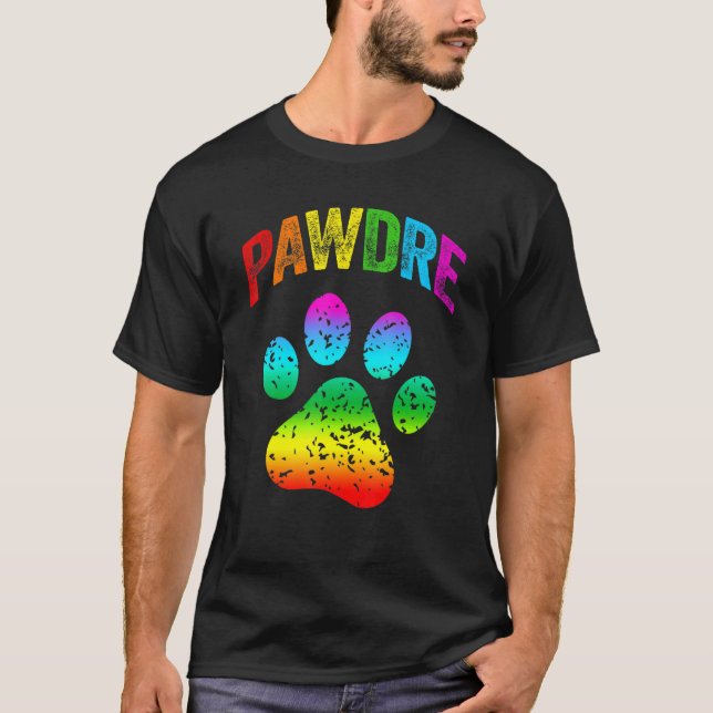 Camiseta Hombres LGBT Perro arco iris papá papá Mascota Paw (Anverso)