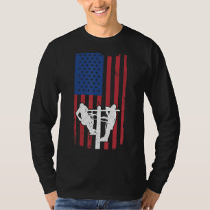 Camiseta Hombres Lineman Electricidad Linemen Bandera Ameri