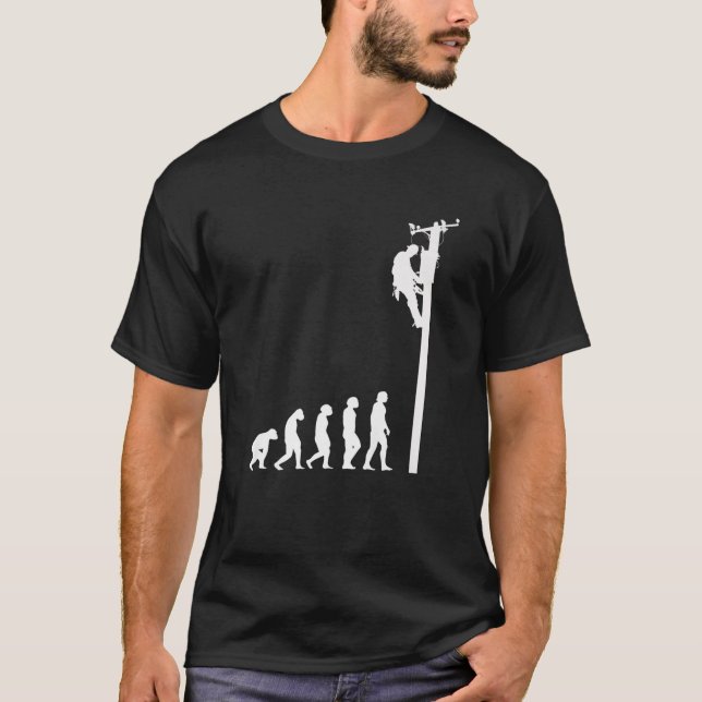 Camiseta Hombres Lineman Evolution Funny Cable Eléctrico Ho (Anverso)