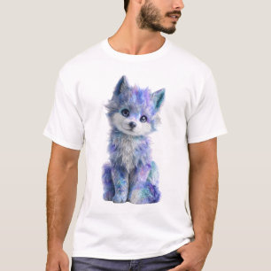 Camiseta Hombres Lobo Cría Lobo Galaxia Cósmica