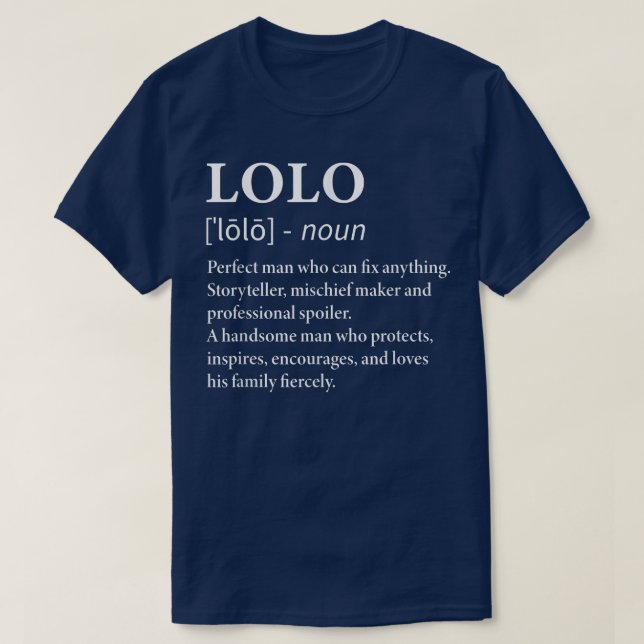 Camiseta Hombres Lolo Definición Abuelo Filipino Gran Graci (Diseño del anverso)