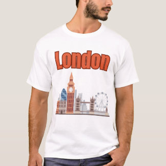 Camiseta Hombres Londres Silueta Urbana Fuente Grande