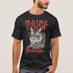 Camiseta Hombres Maine Coon Abuelo Dueño del Gato Maine Coo