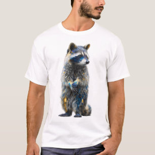 Camiseta Hombres Mapache con Salpicaduras de Pintura Artíst