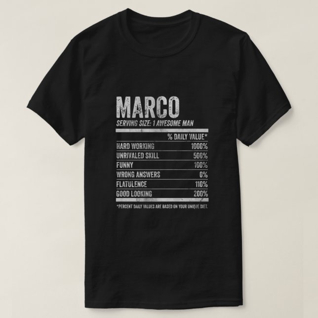 Camiseta Hombres Marco Nutrición Nombre personalizado Shirt (Diseño del anverso)