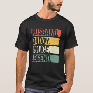 Camiseta Hombres Marido Vintage Papi Policía Hero Fanático 