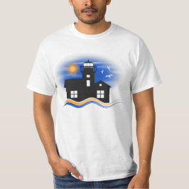 Camiseta Hombres marinos de capa marina de faro azul negro 