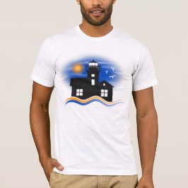 Camiseta Hombres marinos de capa marina de faro azul negro 