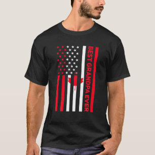 Camiseta Hombres Mejor Abuelo De Canadá Bandera Estadounide