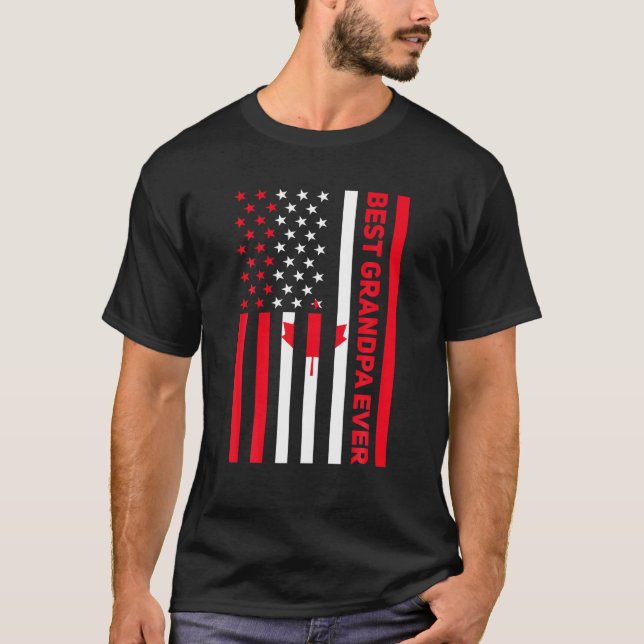 Camiseta Hombres Mejor Abuelo De Canadá Bandera Estadounide (Anverso)