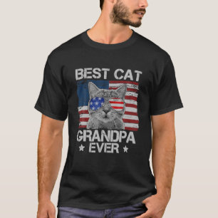 Camiseta Hombres Mejor Abuelo de Gato EEUU Bandera Patrióti