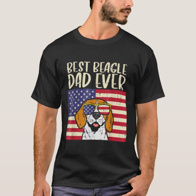 Camiseta Hombres Mejor Beagle Papá Bandera Fiebre Patriótic (Anverso)