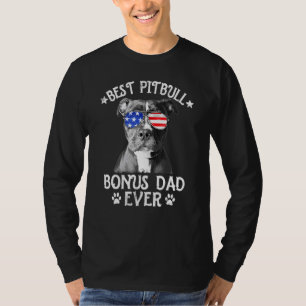Camiseta Hombres Mejor Bono de Pitbull Papá Nunca Bandera E