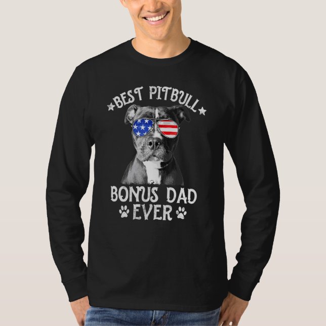 Camiseta Hombres Mejor Bono de Pitbull Papá Nunca Bandera E (Anverso)