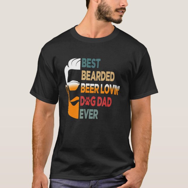 Camiseta Hombres Mejor Cerveza De Cabello Amante Perro Papá (Anverso)