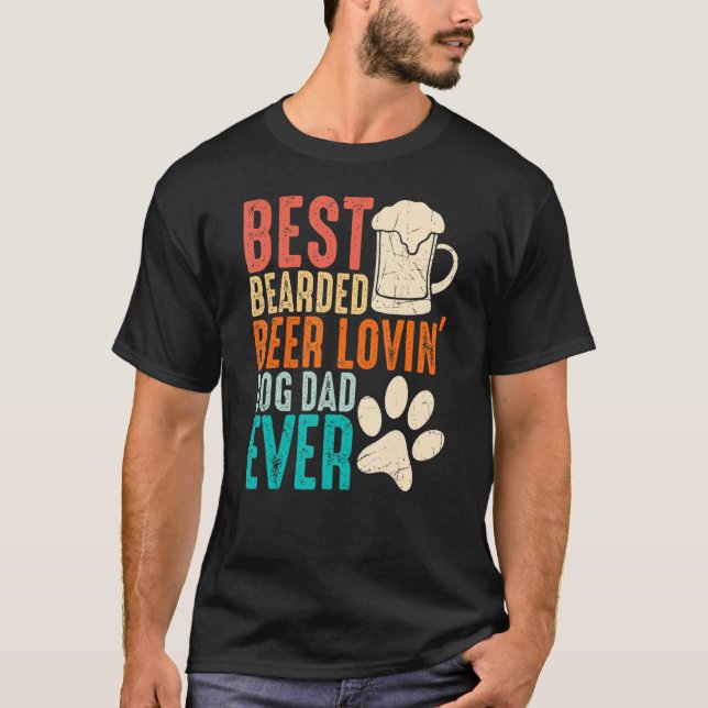 Camiseta Hombres Mejor Cerveza De Cabello Amante Perro Papá (Anverso)