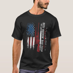 Camiseta Hombres Mejor Padre Buckin Jamás Bandera Americana