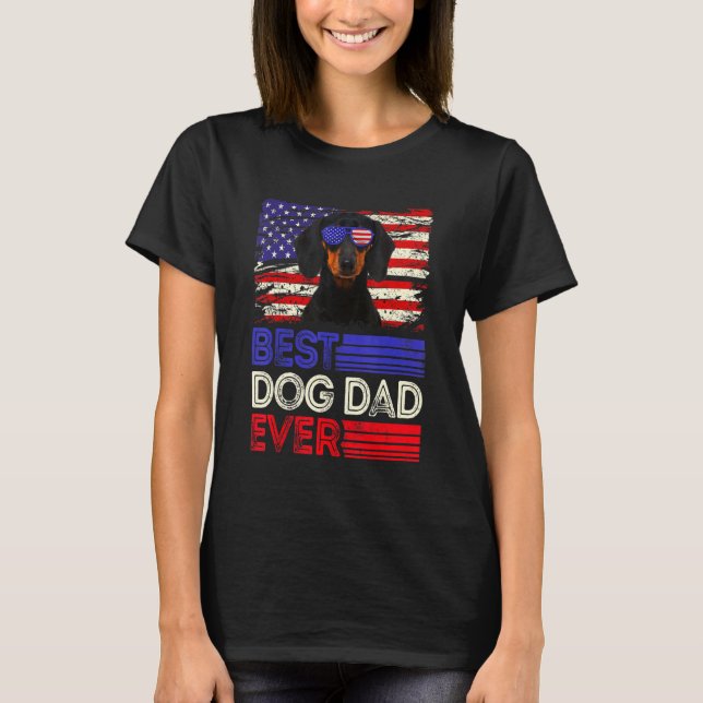 Camiseta Hombres Mejor Padre De Dachshund Que Patriota De L (Anverso)