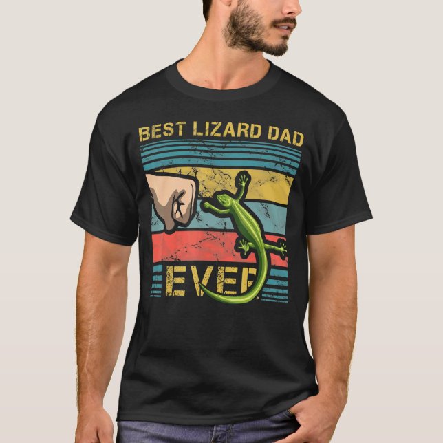 Camiseta Hombres Mejor Padre Lizard Drago Con Cabeza De Pad (Anverso)