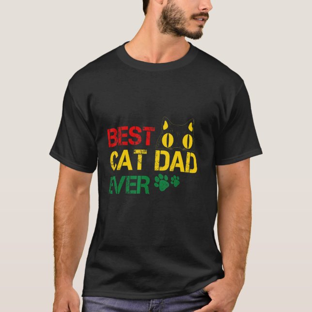 Camiseta Hombres Mejor Papá Gato Celebración del Día del Pa (Anverso)