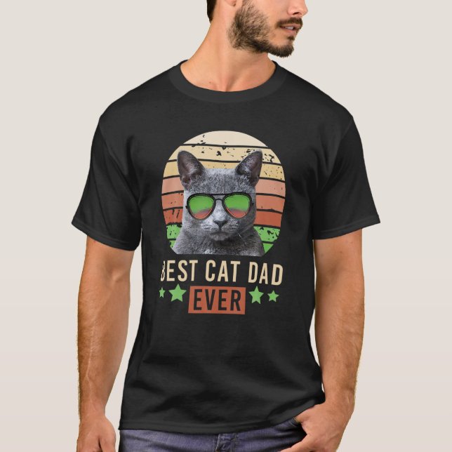 Camiseta Hombres Mejor Papá Gato Nunca Británico Shorthair  (Anverso)
