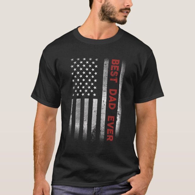 Camiseta Hombres Mejor Papá Nunca Padre Día Bandera Estadou (Anverso)