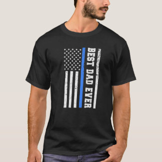 Camiseta Hombres Mejor Papá Nunca Policía Línea Azul Vintag