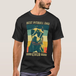 Camiseta Hombres Mejor Papa Pitbull Perro Retro Vintage