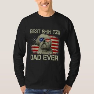 Camiseta Hombres Mejor Papa Shih Tzu Jamás Perro Bandera Am